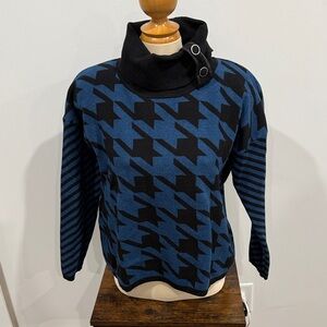 MARBLE Black and Blue Turtleneck Sweater